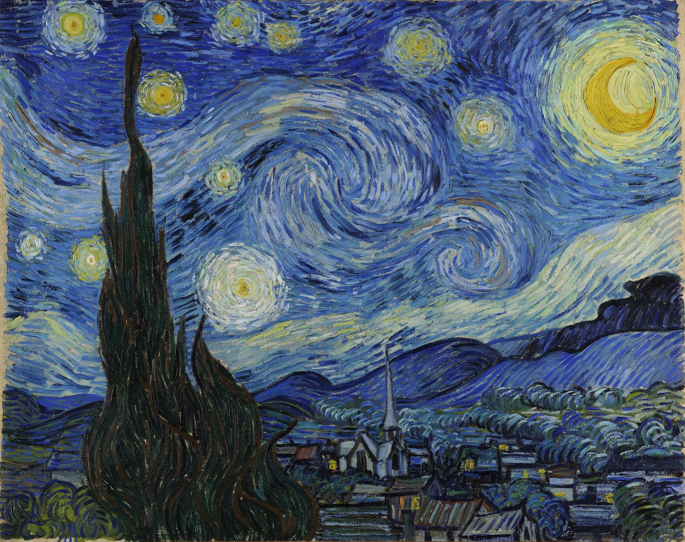 La Nuit étoilée, la toile qui sert de cible de démonstration